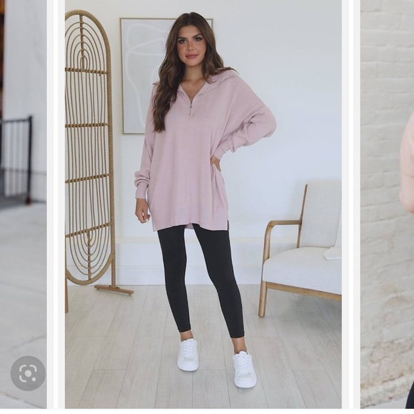 Pink Lily Pulling Mauve Quarter Zip Sweater Size Small EUC - Picture 1 of 3